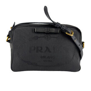 PRADA Black Canvas Shoulder Bag